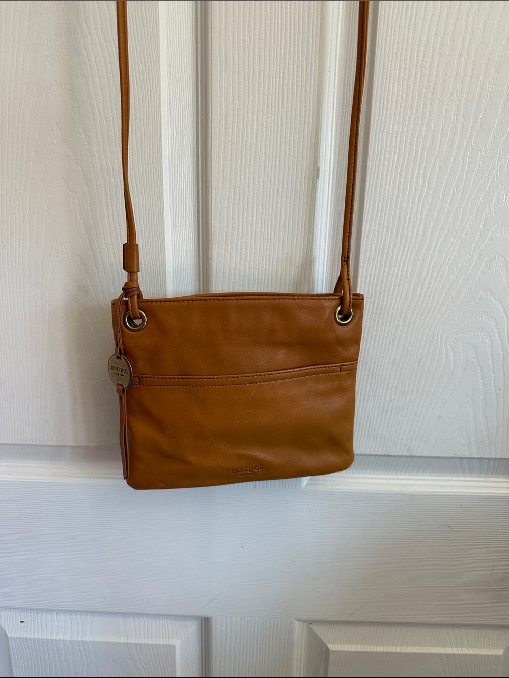 Leather Crossbody Bag in Warm Cognac by Target